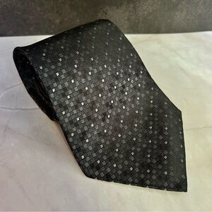 JF J.Ferrar Silk Black Checkered Men's 56” Tie